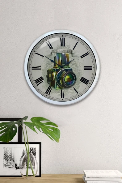 Kasva Concept Hediyelik 40 Cm Beyaz Metal Fotoğraf Duvar Saati - 4