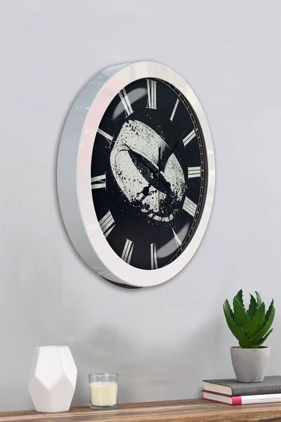 Kasva Concept Hediyelik 36 Cm Beyaz Metal Yüzük Duvar Saati - 4
