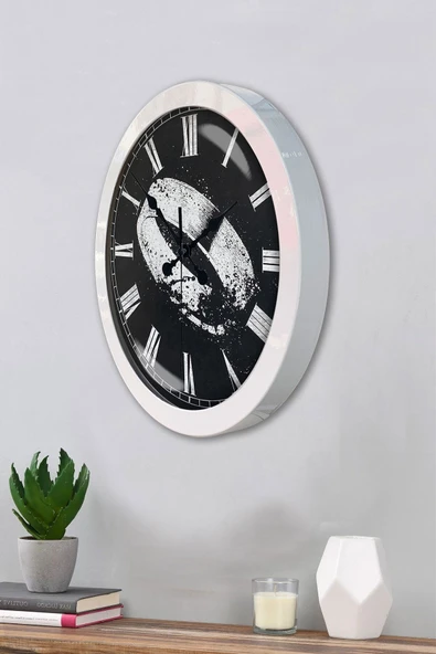 Kasva Concept Hediyelik 36 Cm Beyaz Metal Yüzük Duvar Saati - 3