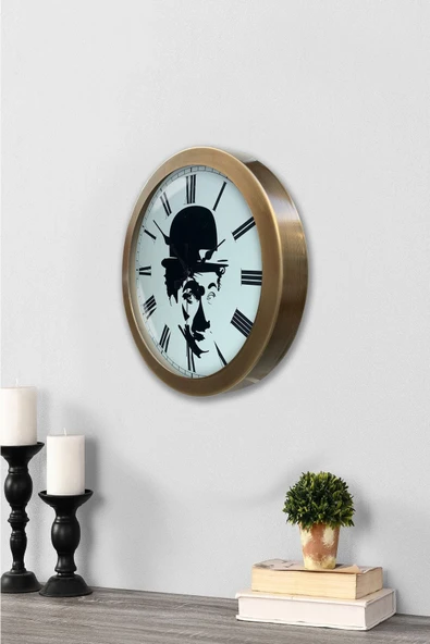 Kasva Concept Hediyelik 36 Cm Eskitme Metal Çarli Çaplin Duvar Saati - 3