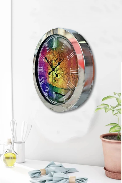 Kasva Concept Hediyelik 36 Cm Krom Metal Color Duvar Saati - 3