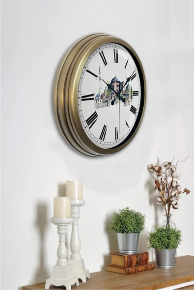 Kasva Concept 40 Cm Eskitme Metal Ayasofya Temalı Hediyelik Duvar Saati