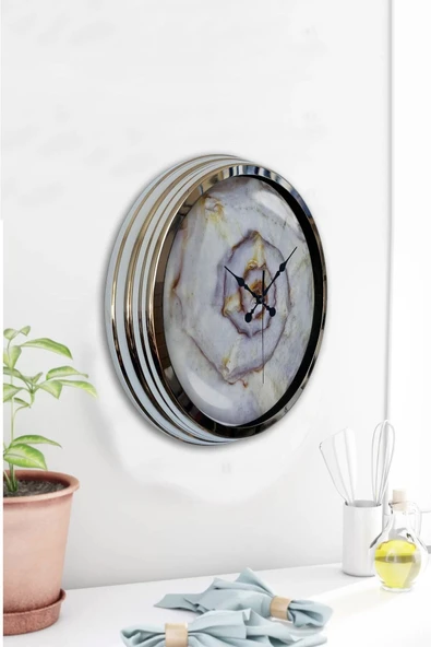 Kasva Concept Hediyelik 40 Cm Krom Metal Girdap Duvar Saati