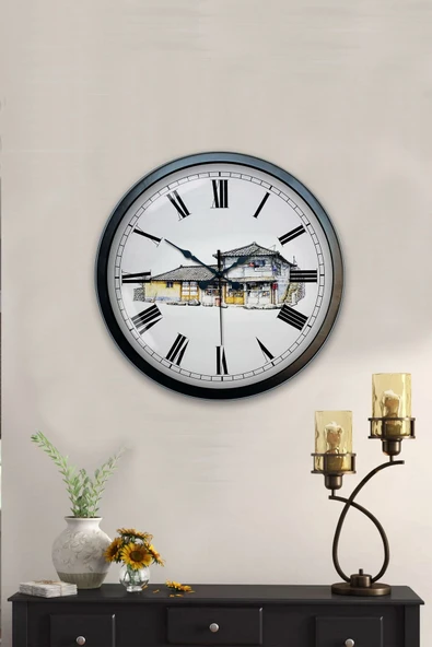 Kasva Concept 40 Cm Siyah Metal Eski Ev Duvar Saati - 4