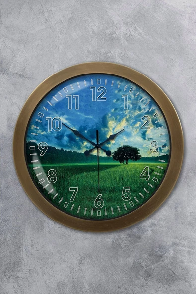 Kasva Concept 36 cm Eskitme Metal Doğal Yaşam Duvar Saati