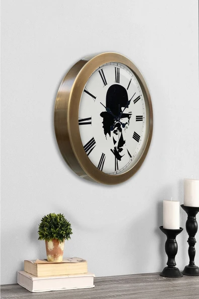 Kasva Concept Hediyelik 36 Cm Eskitme Metal Çarli Çaplin Duvar Saati - 2