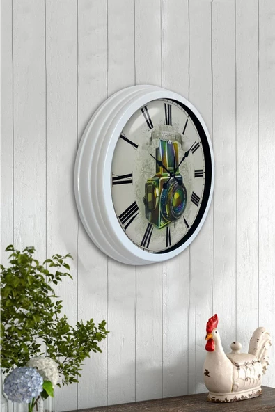 Kasva Concept Hediyelik 40 Cm Beyaz Metal Fotoğraf Duvar Saati - 2