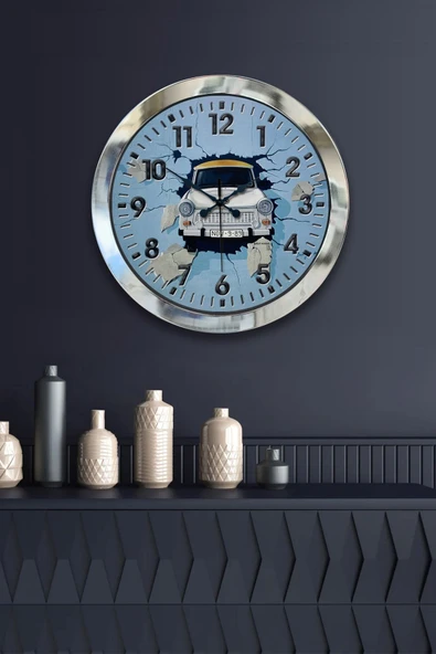 Kasva Concept 36 Cm Krom Metal Çiçek Abbas Duvar Saati - Resim 2