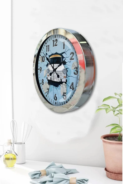 Kasva Concept 36 Cm Krom Metal Çiçek Abbas Duvar Saati - Resim 3