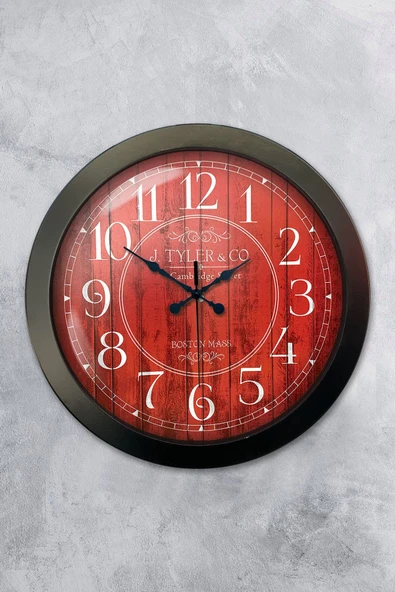 Kasva Concept Hediyelik 36 Cm Siyah Metal Boston 2 Duvar Saati