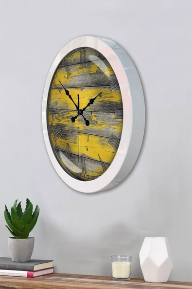 Kasva Concept 36 Cm Beyaz Metal Doğal Ahşap Duvar Saati - 3