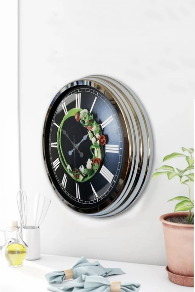 Kasva Concept Hediyelik 40 Cm Krom Metal Kitchen Duvar Saati - 3