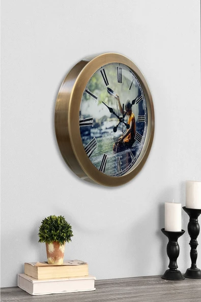 Kasva Concept 36 cm Eskitme Metal Doğal Yaşam Duvar Saati - 4