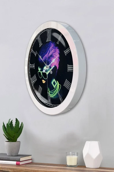 Kasva Concept Hediyelik 36 Cm Beyaz Metal Disco Duvar Saati - 2