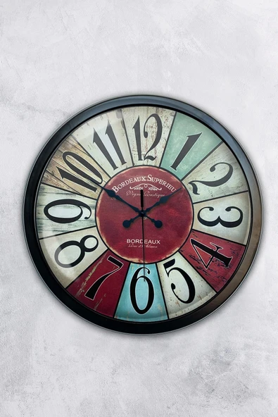 Kasva Concept Hediyelik 40 Cm Siyah Metal Bordeaux Duvar Saati
