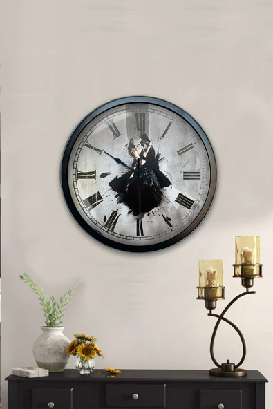 Kasva Concept Hediyelik 40 Cm Siyah Metal Dans Duvar Saati - 4
