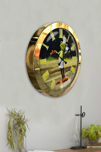 Kasva Concept Hediyelik 36 Cm Gold Metal Bay Şef Mutfak Duvar Saati - 4