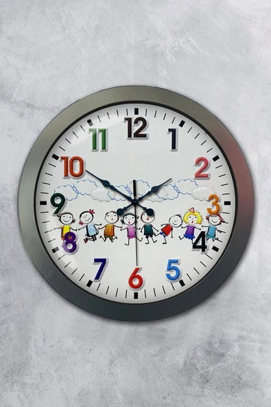 Kasva Concept Hediyelik 36 Cm Krom Metal Çocuk Odası Duvar Saati