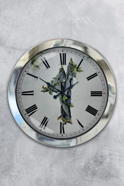 Kasva Concept Hediyelik 36 Cm Krom Metal Tekstil Duvar Saati