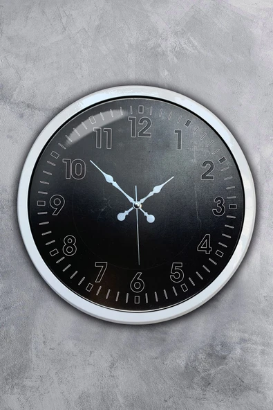 Kasva Concept Hediyelik 40 Cm Beyaz Metal Siyah Duvar Saati