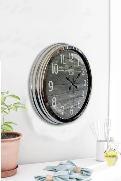 Kasva Concept Hediyelik 40 Cm Krom Metal Firstime Duvar Saati - 2