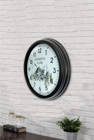 Kasva Concept 40 cm Siyah Metal Uluslararası Duvar Saati - 2