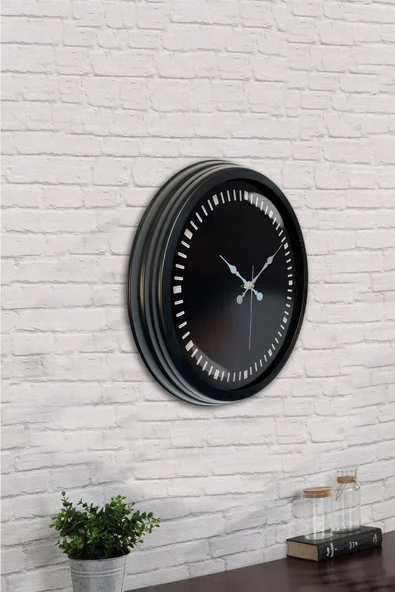 Kasva Concept 40 cm Siyah Metal Uluslararası Duvar Saati - 3