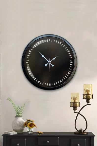 Kasva Concept 40 cm Siyah Metal Uluslararası Duvar Saati - 1