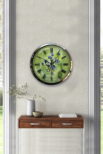 Kasva Concept Hediyelik 40 Cm Krom Metal Flowers Duvar Saati - 3