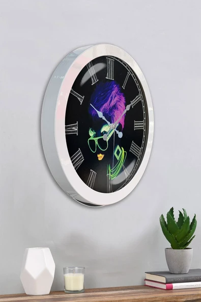 Kasva Concept Hediyelik 36 Cm Beyaz Metal Disco Duvar Saati - 3
