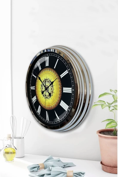 Kasva Concept 40 Cm Krom Metal Osmanlı Desen Duvar Saati - 3