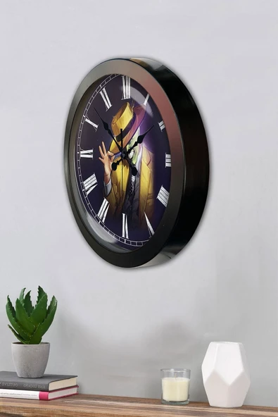 Kasva Concept Hediyelik 36 Cm Siyah Metal Maske Duvar Saati - 2