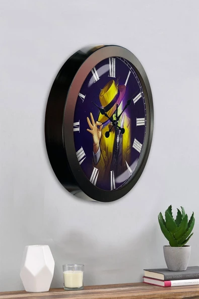 Kasva Concept Hediyelik 36 Cm Siyah Metal Maske Duvar Saati - 3