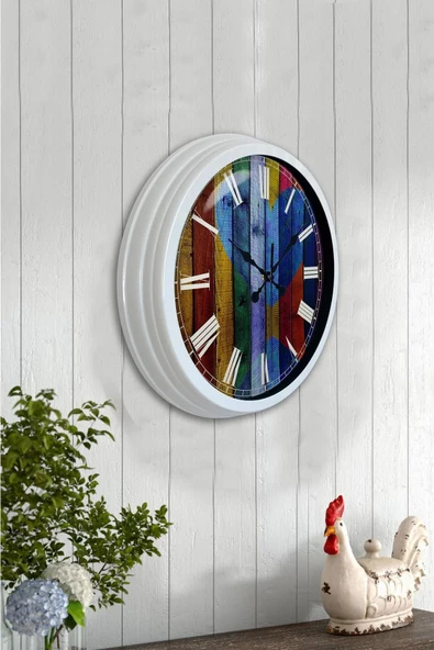 Kasva Concept 40 Cm Beyaz Metal Doğal Aşk Duvar Saati - 3