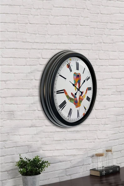 Kasva Concept 40cm Siyah Metal Eskitme Duvar Saati - 3