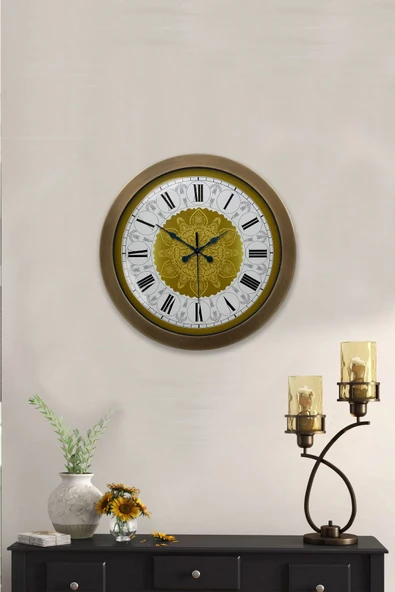 Kasva Concept Hediyelik 36 Cm Eskitme Metal Yellow Duvar Saati - 2