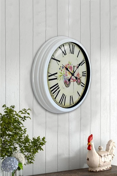 Kasva Concept 40 Cm Beyaz Metal Pembe Motor Duvar Saati - 4