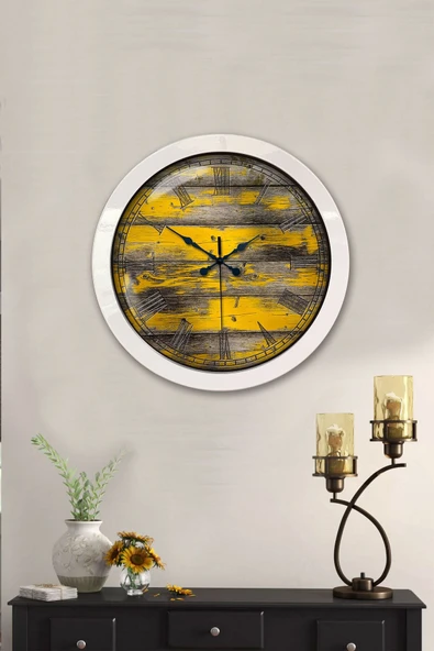 Kasva Concept 36 Cm Beyaz Metal Doğal Ahşap Duvar Saati - 2