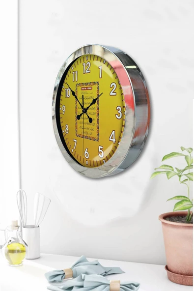 Kasva Concept 36 Cm Krom Metal Ayet-el Kursi Duvar Saati - 3