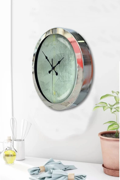 Kasva Concept Hediyelik 36 Cm Krom Metal Sanatsal Duvar Saati - 3