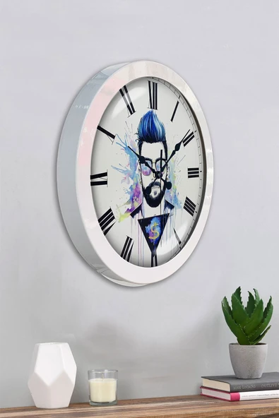 Kasva Concept Hediyelik 36 Cm Beyaz Metal Karakter Duvar Saati - 4
