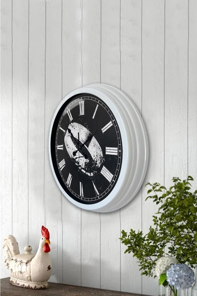Kasva Concept Hediyelik 40 Cm Beyaz Metal Yüzük Duvar Saati - 2