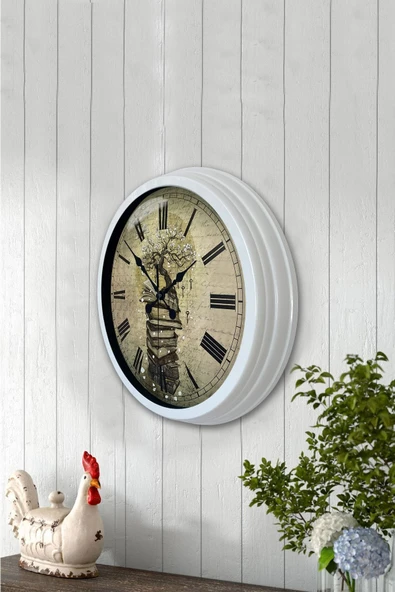 Kasva Concept Hediyelik 40 Cm Beyaz Metal Kitap Duvar Saati - 2