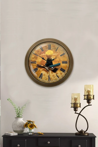 Kasva Concept Hediyelik 36 Cm Eskitme Metal Berber Duvar Saati - 3