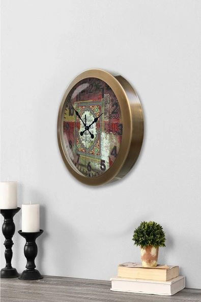 Kasva Concept 36 cm Eskitme Metal Ayeti Kelime Duvar Saati - 3