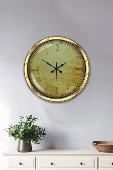 Kasva Concept Hediyelik 40 Cm Gold Metal Decorative Duvar Saati