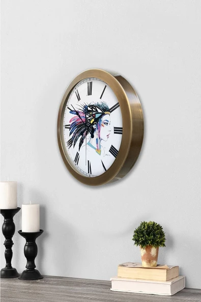 Kasva Concept 36 cm Eskitme Metal Sanat Çalışması Duvar Saati - 2