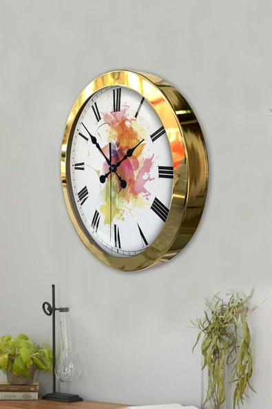 Kasva Concept Hediyelik 36 Cm Gold Metal Dizayn Duvar Saati - 3