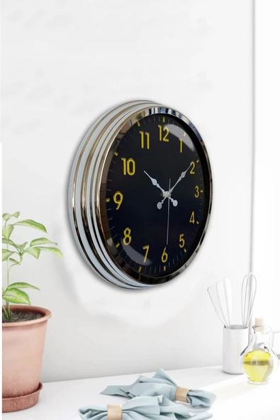 Kasva Concept Hediyelik 40 Cm Krom Metal Ofis Duvar Saati