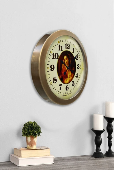 Kasva Concept Eskitme Metal Tablo Kadın Duvar Saati 36 cm - 4